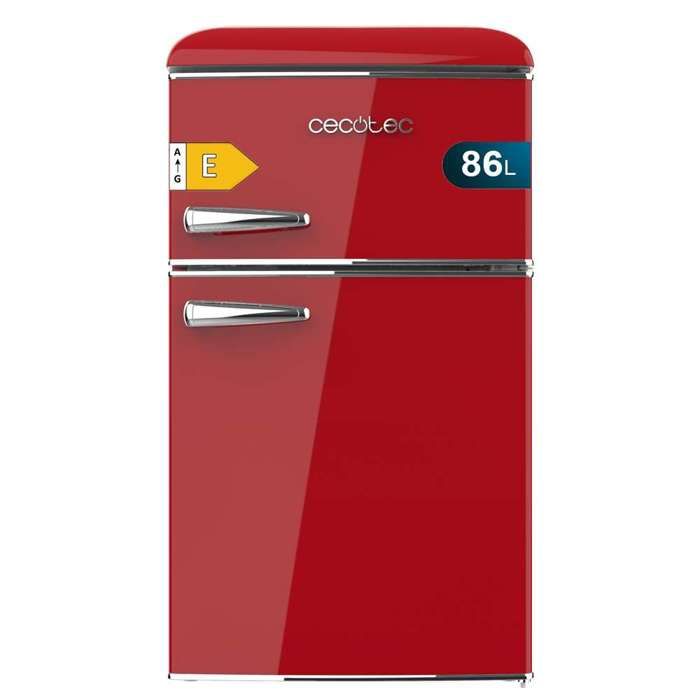 Cecotec Réfrigérateur Congélateur Bolero CoolMarket 2D Origin 86 Red E. 86 L Clayettes en Verre et Tiroir à Légumes Classe E