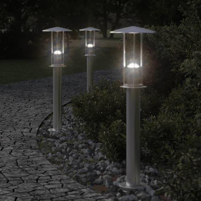 vidaXL Lampadaires d'extérieur 3 pcs 60 cm acier inoxydable éclairage au sol d'extérieur éclairage au sol de jardin 4006346 - vue 2