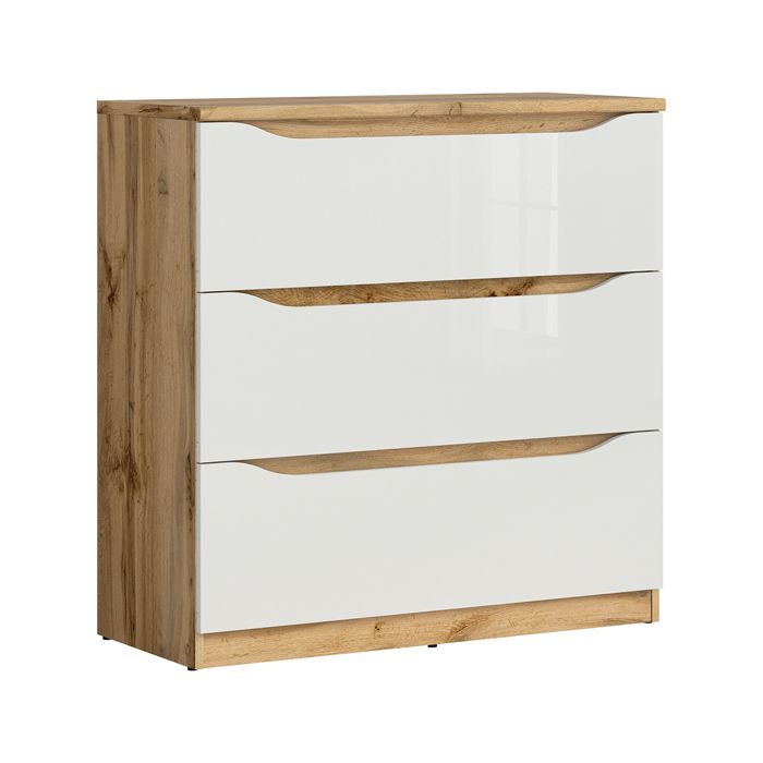 Commode 3 tiroirs Petits-meubles - June - 90 x 40 x 92cm - Blanc et bois Commode 3 tiroirs Petits-meubles - June - 90 x 40 x 92cm - Blanc et bois