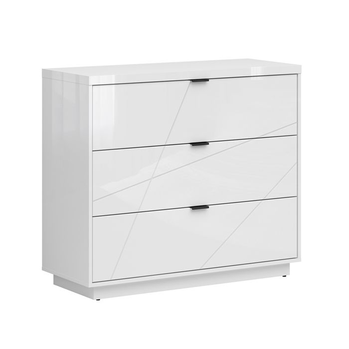 Commode 3 tiroirs Petits-meubles - Sven - 106 x 42 x 93cm - Blanc