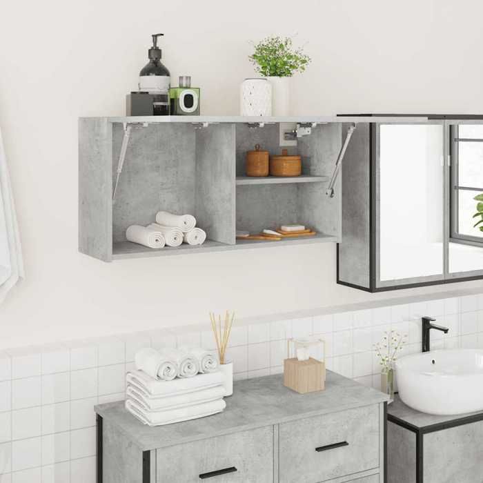 SALE 2025Armoire WC Suspendu - Armoire murale de bain - Gris béton - 80x25x40 cm - bois dingénierie 12 85 Kg 6654