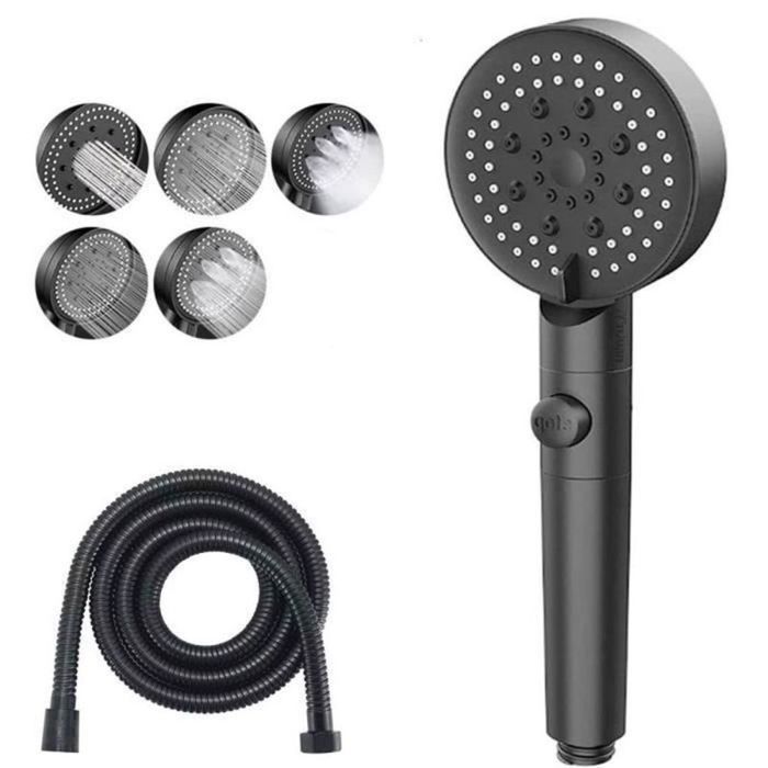 Pommeau de Douche économie Deau à 5 Modes Douchette douche salle de bain RéglableArrêt à Un BoutonHaute Pression