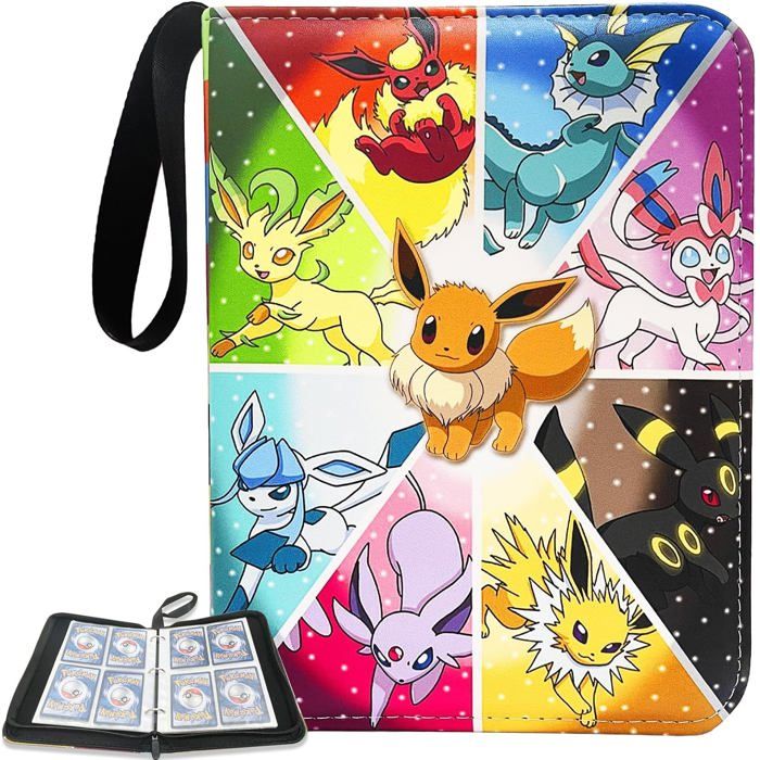 Classeur Carte 400 Poches – Album 50 Pages Porte-Cartes Pokémon/Yu-Gi-Oh/Trading Cards En Cuir PU Imperméable Avec Fermeture Éclair