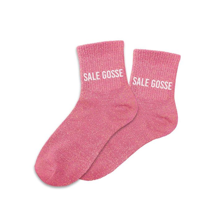 Chaussettes roses paillettes Sale gosse