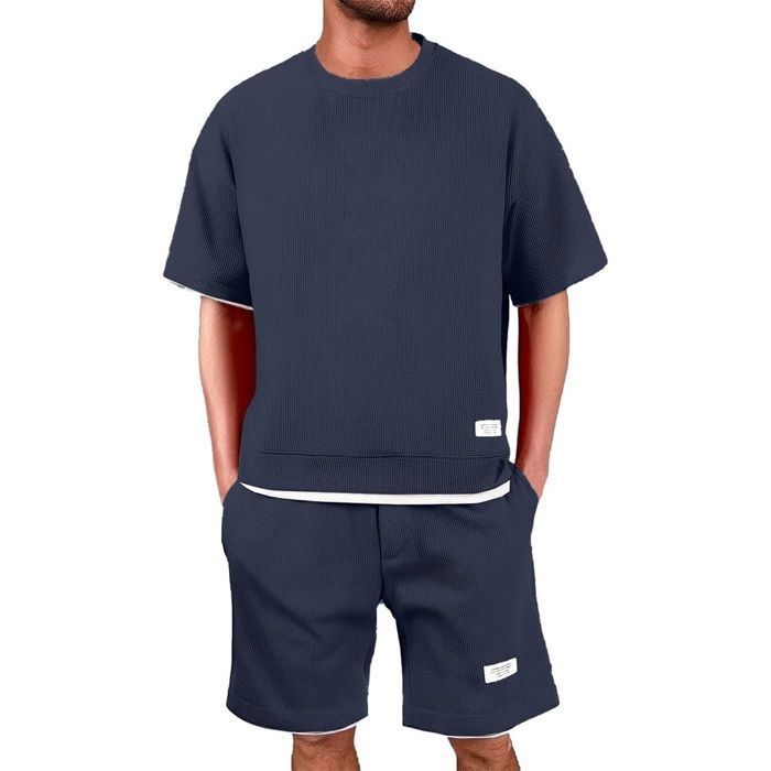 Ensemble Homme été T-Shirts à Manches Courtes et Shorts 2 Pièces Grande Taille Sport Jogging Sportwear Marine Ensemble Homme été T-Shirts à Manches Courtes et Shorts 2 Pièces Grande Taille Sport Jogging Sportwear Marine