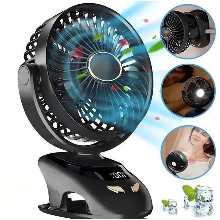 Ventilateur De Table Miady - Batterie 5000 MAh, Oscillation 135°, 3 Vitesses, Silencieux, USB-C, Pour Bureau Ou Maison - 13