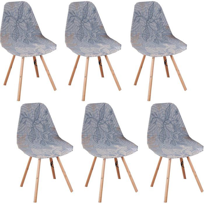 6Pcs Housse de Chaise Scandinaves Extensible Housse de Chaise de Salle à Manger motif bleu clair 6Pcs Housse de Chaise Scandinaves Extensible Housse de Chaise de Salle à Manger motif bleu clair