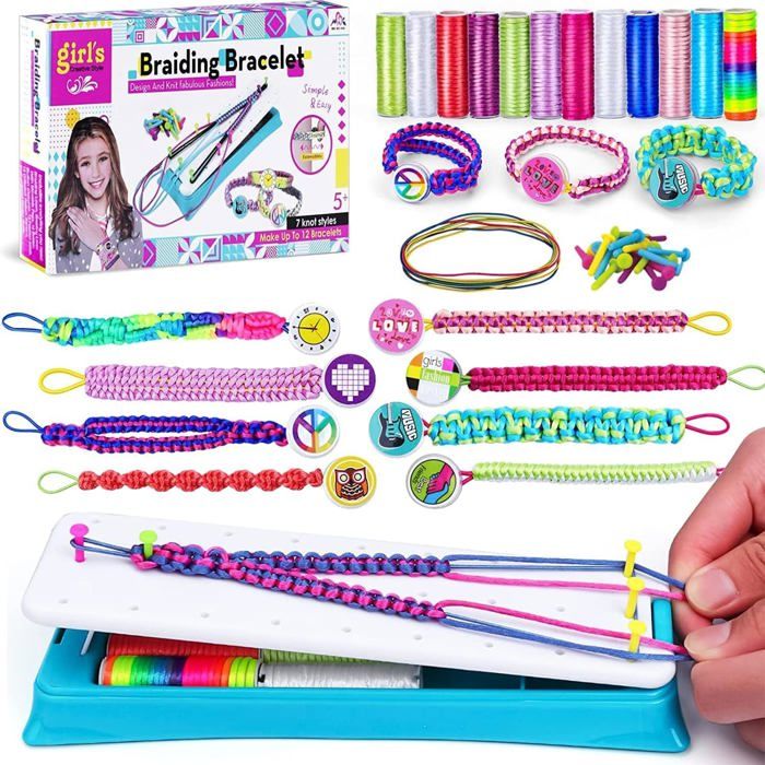 Kit DIY Bracelet dAmitié pour Filles 6-12 Ans – Bricolage Créatif Tissage de Bracelets Cadeau Anniversaire Noël