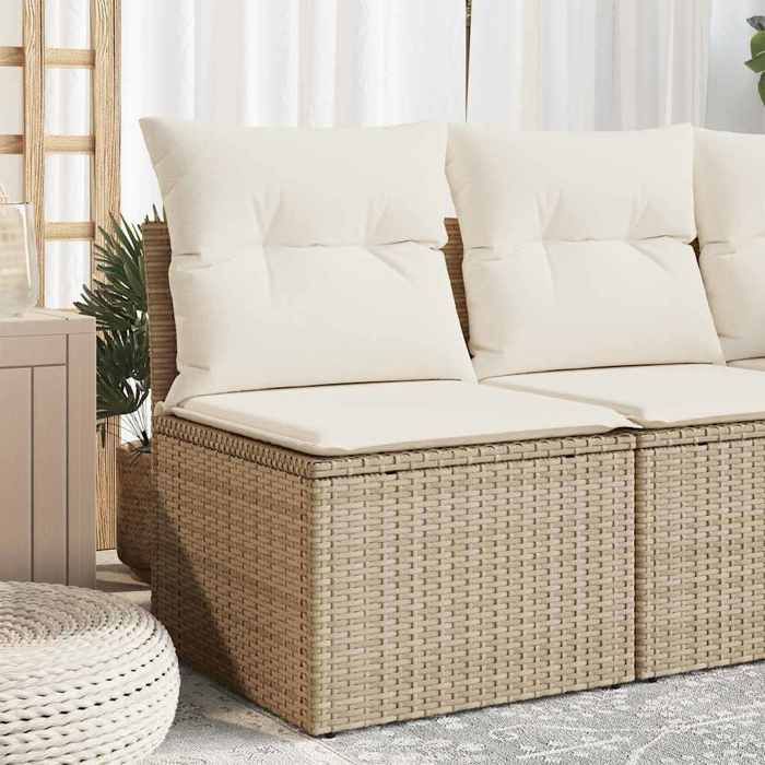 Canapé de jardin - Vidaxl - Pour terrasse - desigbn-classique sans accoudoirs coussins beige résine tressée EU25_X48483