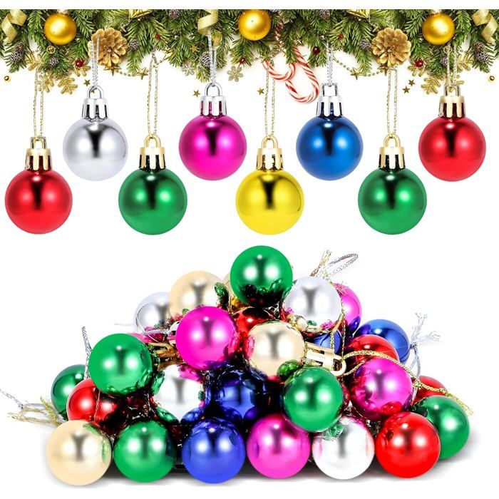 12 Mini boules de noël rouges blanches et dorées 4 cm
