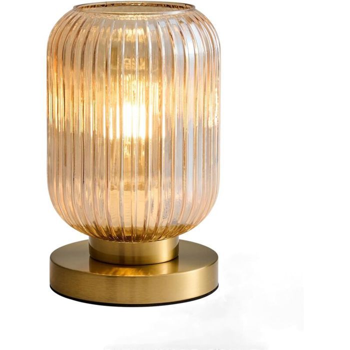 Lampe de table en verre médiéval - MICH - Ambre - 1 unité - Compatible E26 - Ampoules LED/incandescentes/halogènes