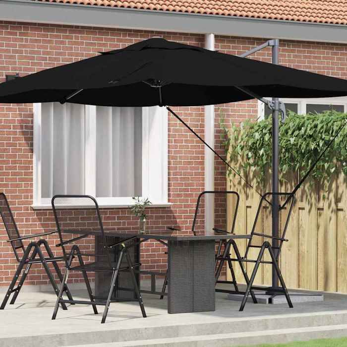 vidaXL Parasol Noir 351 x 250 x 260 cm Polyester et Aluminium Parasol moderne inclinable rotatif résistant aux UV42003347
