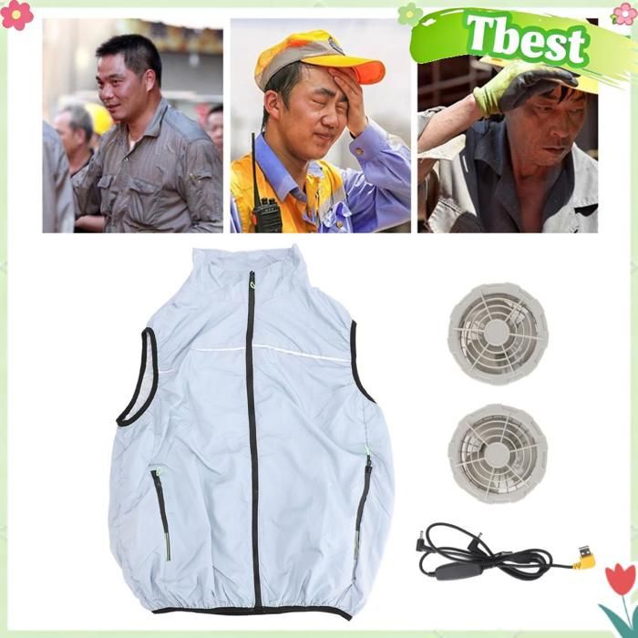 Tbest Gilet de travail climatisé Gilet de vêtements de travail climatisés 3 vitesses réglables résistant aux sport reflechissant