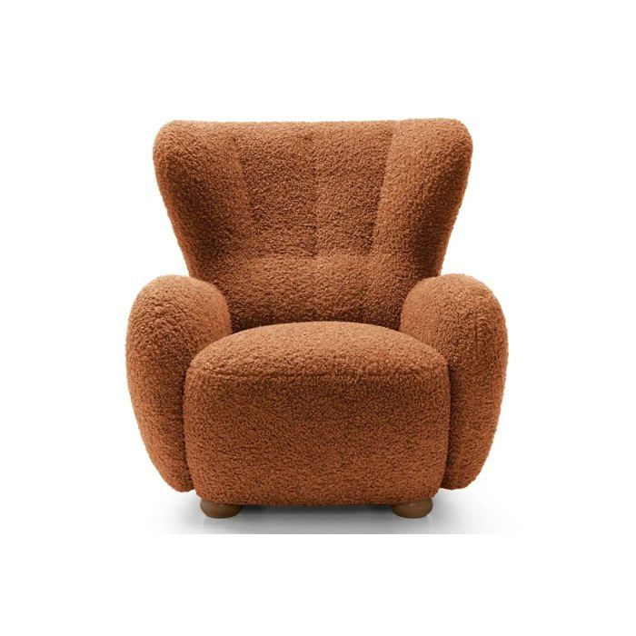 LILI - Fauteuil tissu bouclette - Terracotta LILI - Fauteuil tissu bouclette - Terracotta