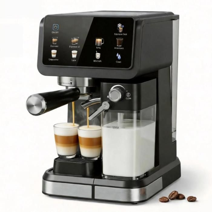 Machine expresso 3 en 1 tactile mousseur lait automatique double chauffage noir - Aiorber