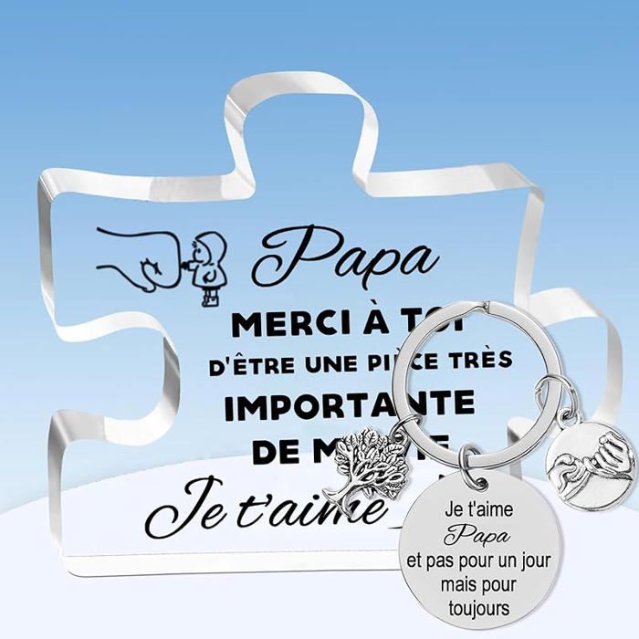 Cadeau pour Papa Cadeau Fete des Peres Gravure Acrylique Bloc Puzzle Cadeau Anniversaire Papa Cadeau pour Papa OBJET DECORATIF