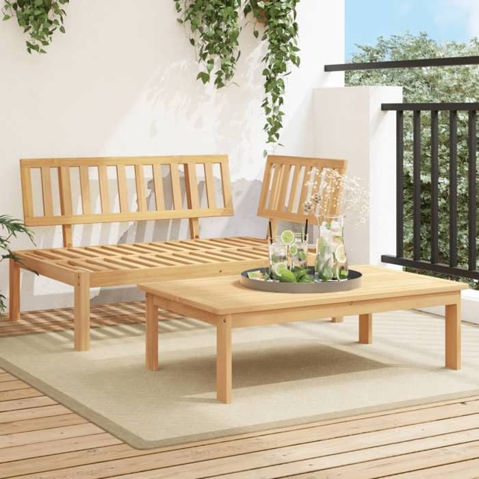VIDAXL Salon de jardin palette - (2 pcs) - SOFA DE JBALCON - bois massif dacacia 133x92x69 cm S1201
