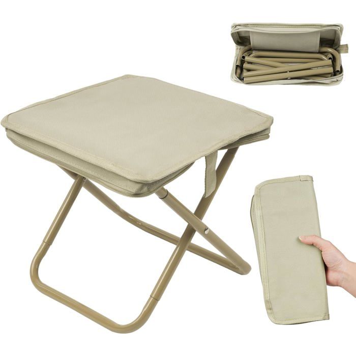 Banc de camping pliant adapté aux voyages à la pêche à la randonnée aux barbecues et aux chaises de plage (kaki)