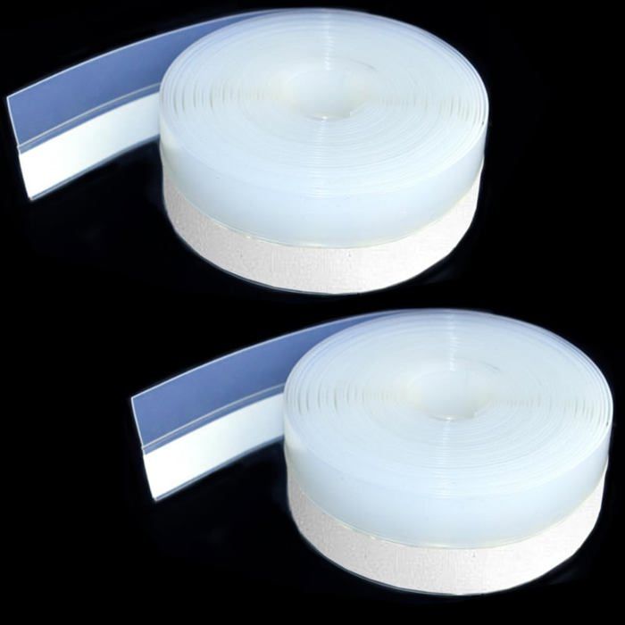 Bande détanchéité porte et fenêtre coupe-froid adhésif 25 mm silicone transparent pour douche et baie vitrée