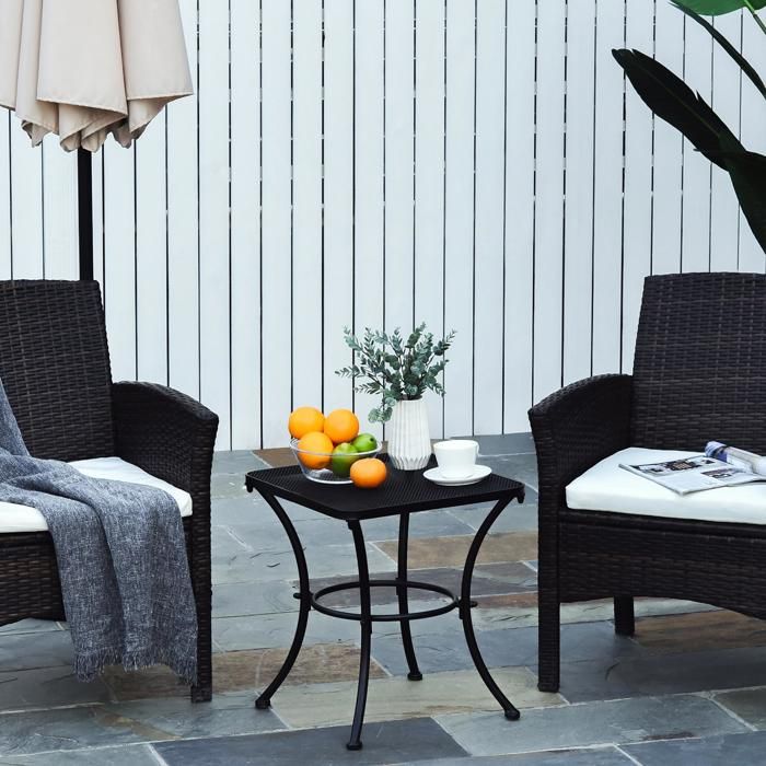 Table dappoint - 45 x 45 x 50 cm - métal mesh - Noir - résistante aux intempéries
