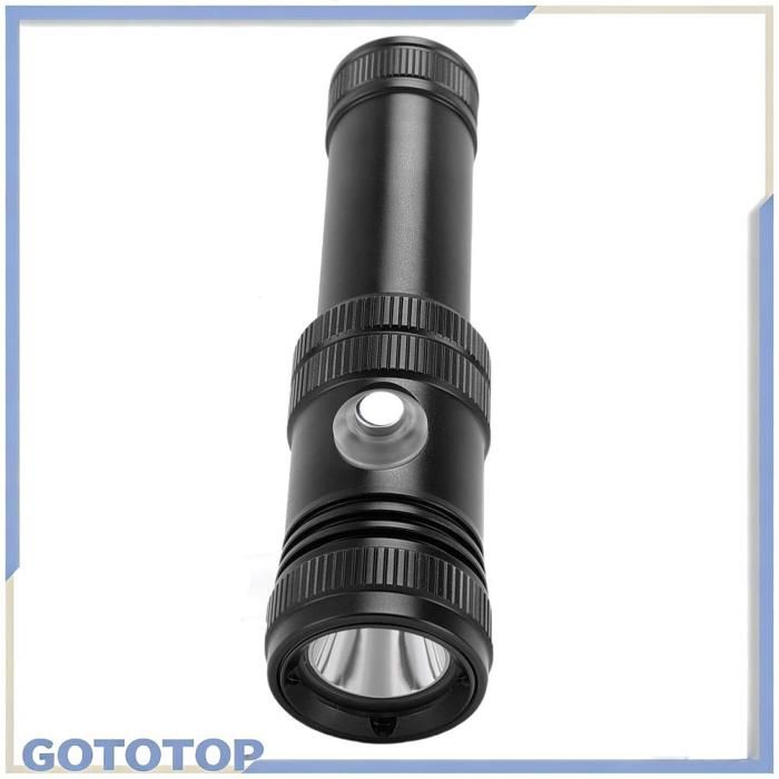 GOTOTOP torche de plongée Lampe de plongée 1200 Flux lumineux étanche à leau 50m lampe de poche de plongée sport piscine Noir