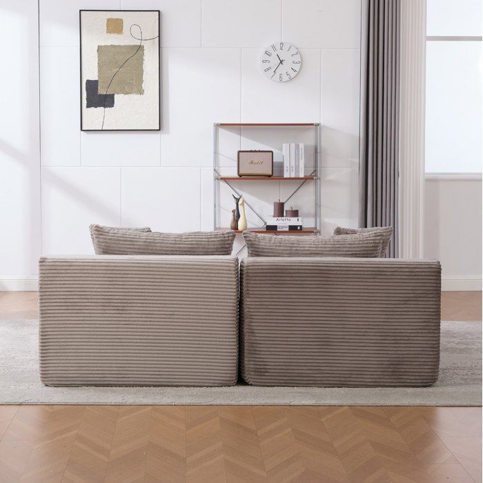 Canapé dangle modulaire compressé AESVAR 2 places avec méridienne en chenille gris