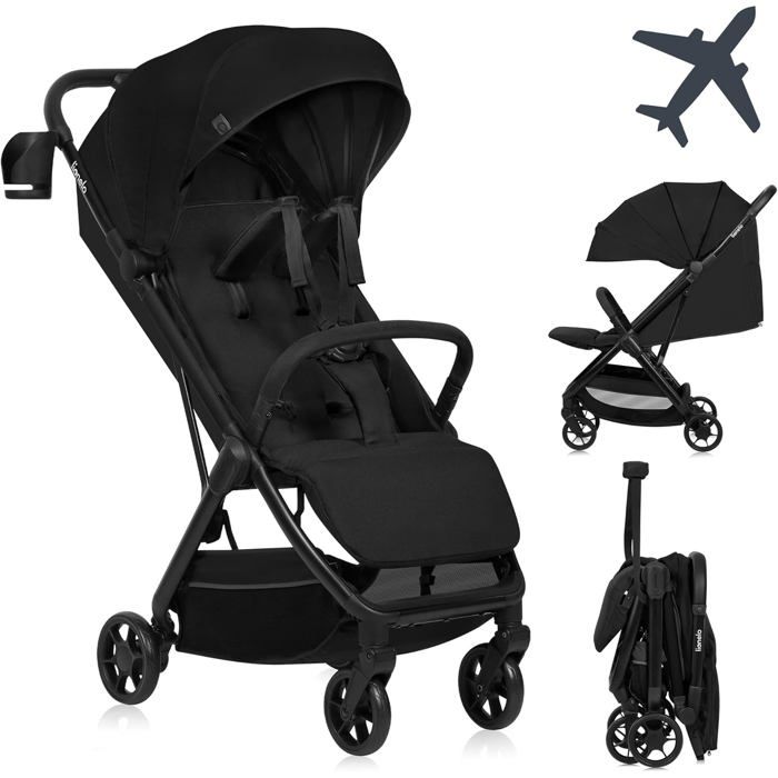 Julie Air Poussette Canne JusquÀ 22 Kg De 6 M À 4 Ans Pour Avion Roues Pivotantes À 360° Suspension Pliage Avec Une Main Réglage D