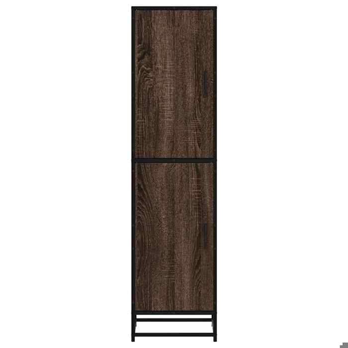 Brun Commode Salon CHIC Buffet haut/armoire latérale chêne marron 35 5x35x139 cm bois dingénierie métal N12010