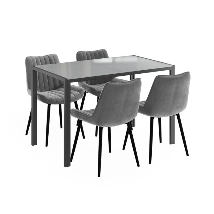 Ensemble de table à manger Grand 120x70cm avec 4 chaises (grises) Gris Vicco 63363 Ensemble de table à manger Grand 120x70cm avec 4 chaises (grises) Gris Vicco 63363