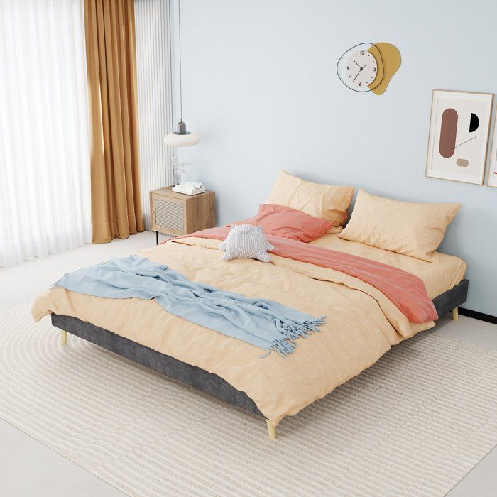 Lit coffre en velours et métal 160x200 structure stable montage facile gris