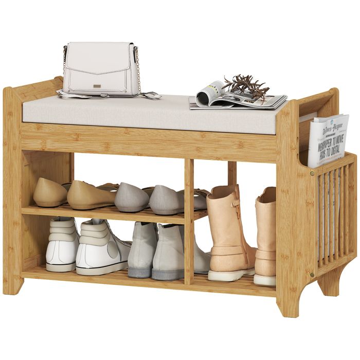 Banc à chaussures - Banquette de rangement - Assise rembourrée - Rangement latéral - Étagère bottes - 80 x 30 x 50 cm - ZENLINKJH