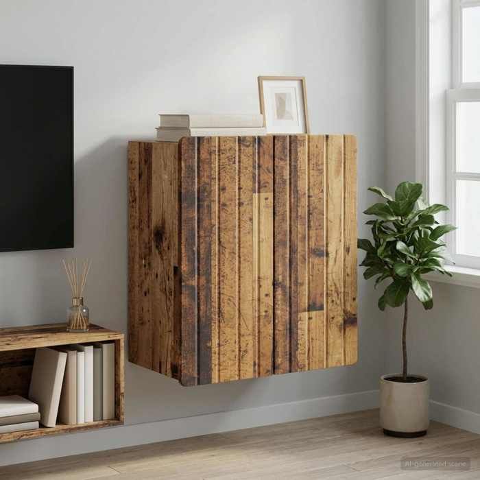 Moderne Armoire Murale pratique - Bois ancien - 59x31x64 cm - Bois dingénierie - Placard/Armoire Haut @FR7807