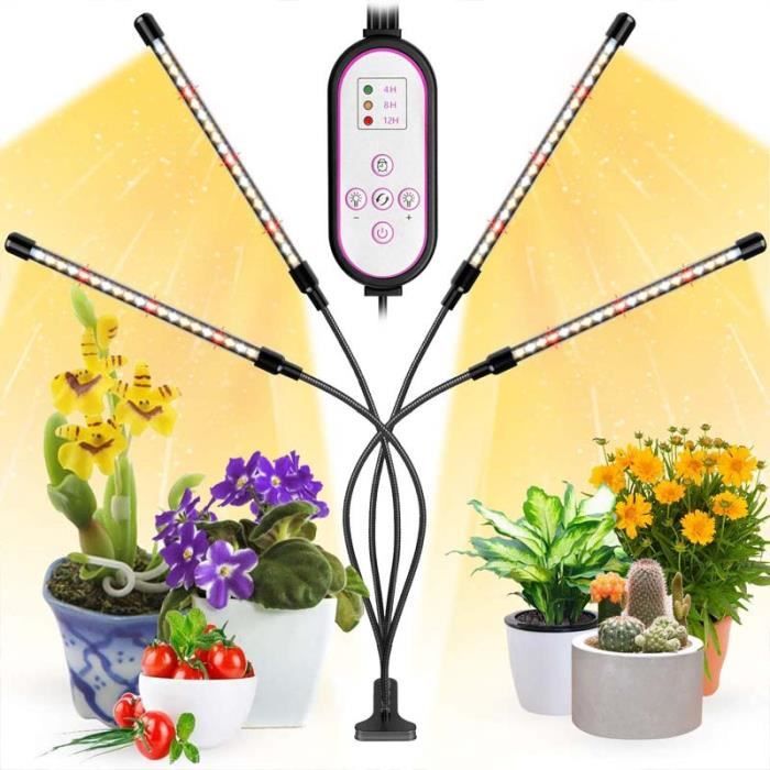 KENLUMO Lampe de Plante,Lampe Pour Plante 4 Têtes ,80 LEDs Lampe de  Croissance à 360° Éclairage Horticole - Cdiscount Jardin