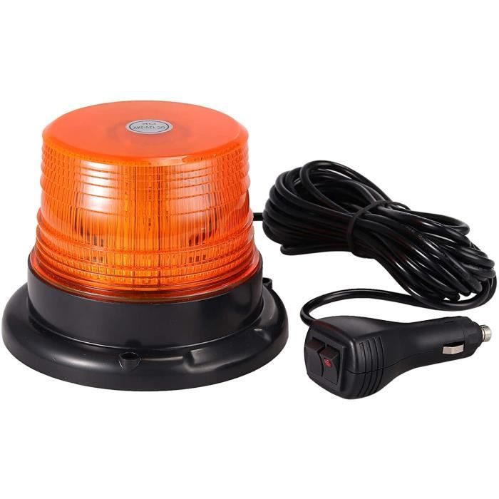 Gyrophare LED Magnétique 12/24V Orange - 30 LEDs 20W IP67 Pour Camion/Dépanneuse