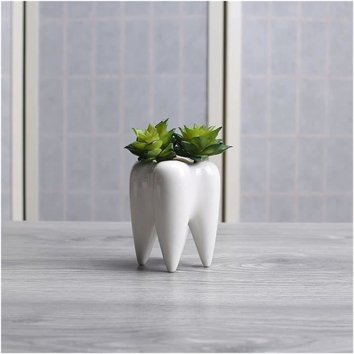Pots Fleurs Forme des Dents Blanc Céramique Flower Pot Moderne