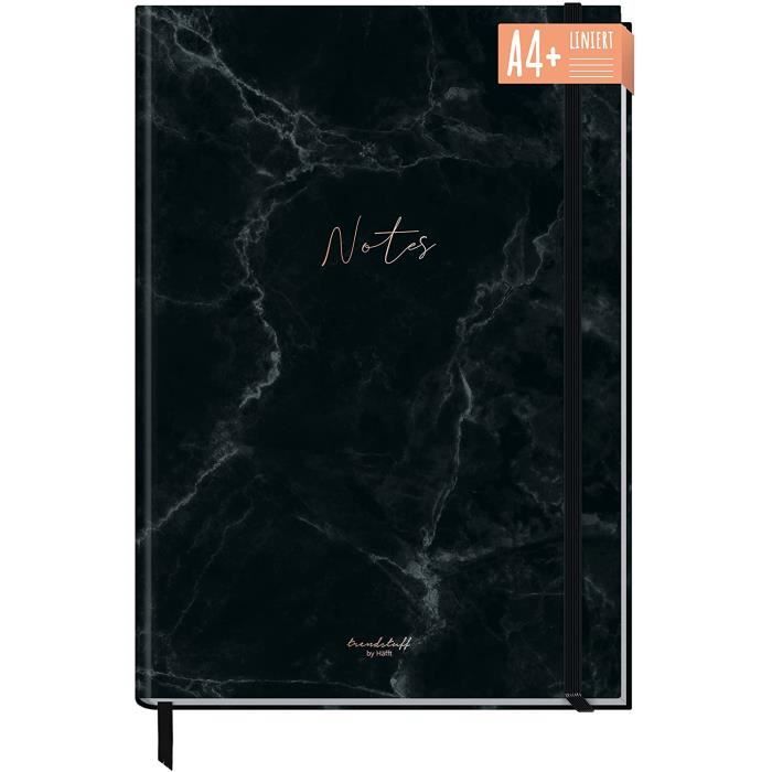 Carnet de notes ligné A4+ avec élastique [marbre noir] 156 pages78 ...