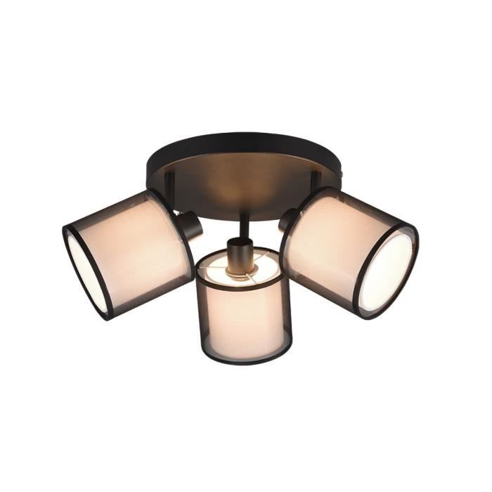 Plafonnier semi-affleurant - Burton - Noir mat - Métal - 3 lampes E14
