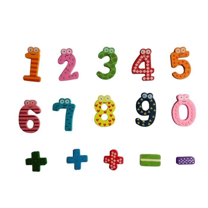 Healifty 15pcs numéros magnétiques en Bois Nombre de Maths aimants de réfrigérateur pour bébé Jouets dapprentissage en Bois de Jouets