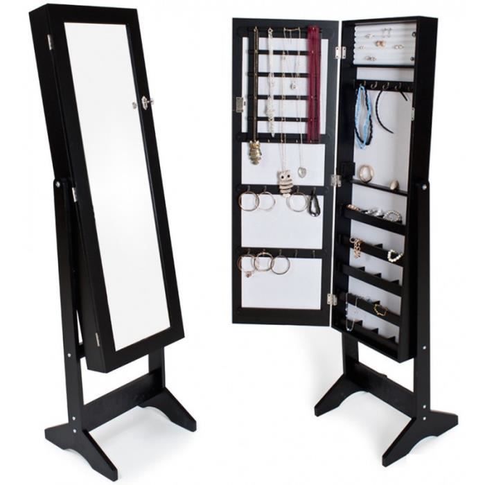 Armoires placard à bijoux bois noir miroir chambre dressing 1408003