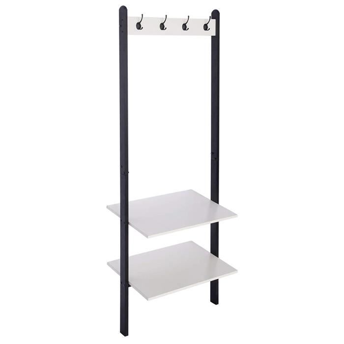 Eugad Porte Manteau En Mdf Et Metal 64x40x184cm Noir Blanc Achat Vente Porte Manteau Cdiscount