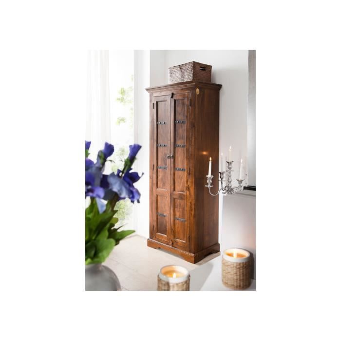 armoire - bois massif d'acacia laqué (miel) - style colonial - oxford #0901