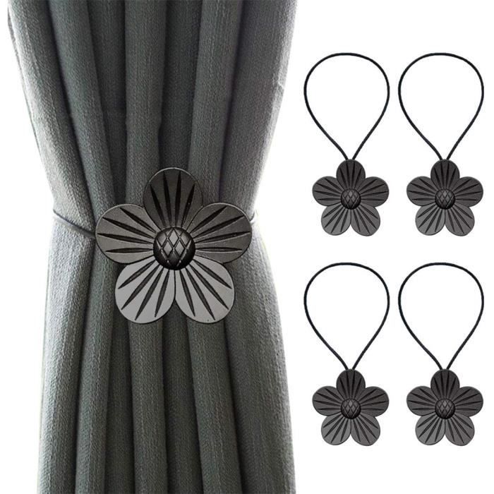 ANCLLO Lot De 2 Embrasses Rideaux Magnétiques – Motif Fleurs Vintage Résine, Style Café Rétro