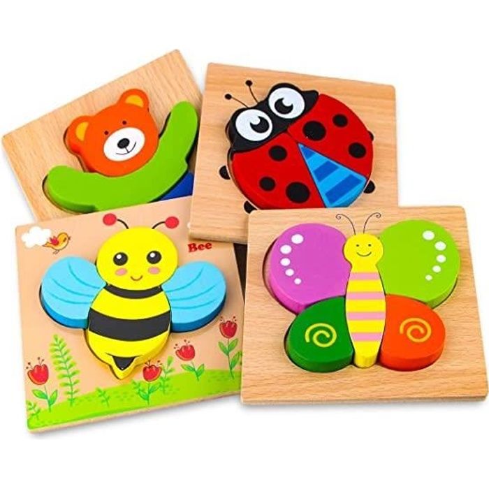 Jeux Bebe Puzzles En Bois Jouets Montessori Enfant 1 2 3 4 Ans Puzzle A Encastrements Bebes Animaux Jeu Educatif Apprentissage Cdiscount Jeux Jouets