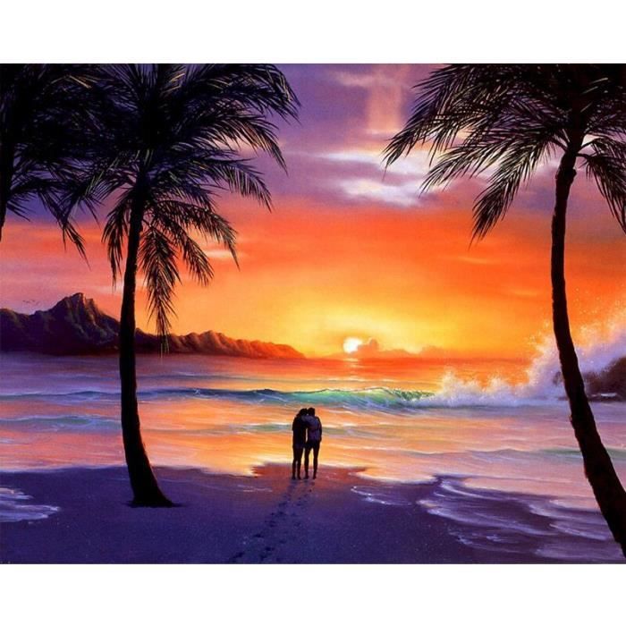 Peinture par Numéro Coucher de soleil Mer Peinture Numero Enfant, Loisirs Créatifs Activité Manuelle Adultes, Numéro d'Art Complet Peinture par Numero, Maison à Coucher Décoration 20x30cm I-3226