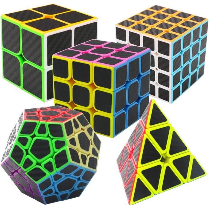 Coolzon Speed Magic Cube Ensemble Pyraminx + Megaminx + 2x2x2 + 3x3x3 + 4x4x4 5 Pack Puzzle Cube Set dans Boite-Cadeau Nouvea