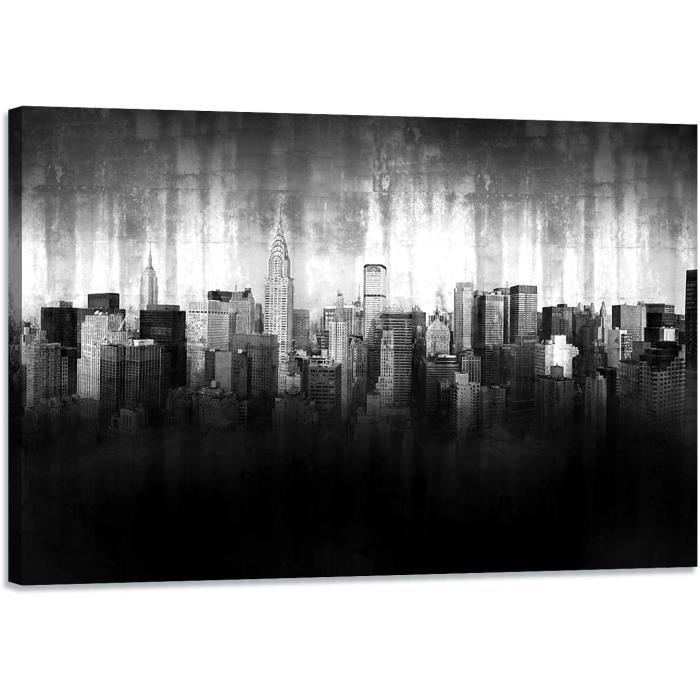 Tableau Ville New York Noir Et Blanc Impression Haute Resolution Sur Toile Avec Cadre 45x60cm 975 Cdiscount Maison