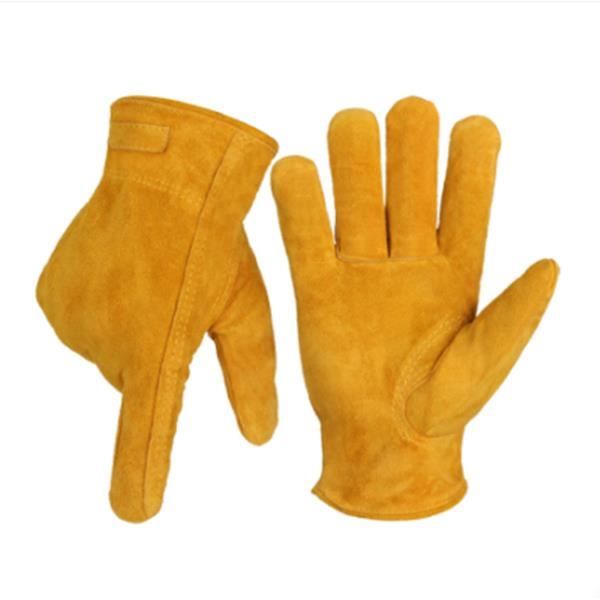 Gants jardinage jaunes en cuir avec motifs pour femmes