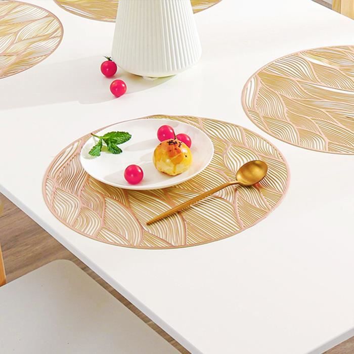 SET DE TABLE,Gold--Sous plat isolant en PVC, tapis de Table, tapis