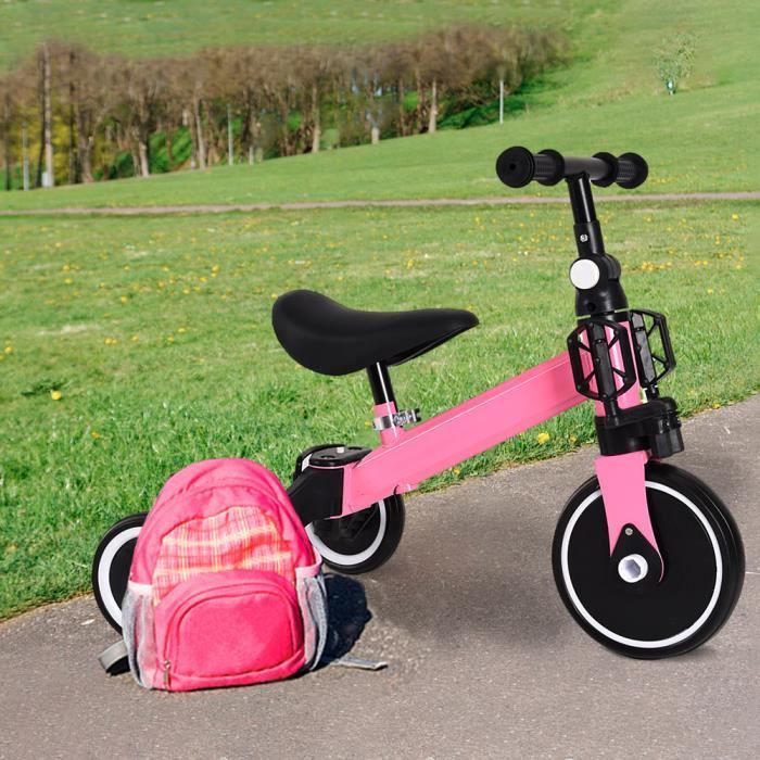 Tricycle évolutif Bébé 1 à 5 Ans - Avec Barre De Poussée, Pédales Amovibles, Siège Réglable, Pneus Increvables