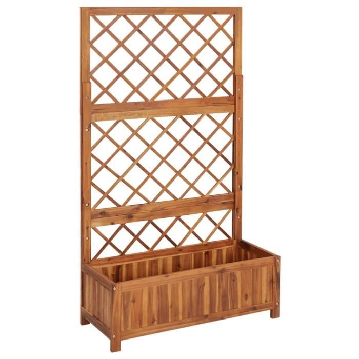 Haute qualité]1110 Luxueux Lit surélevé avec treillis - Bac A Fleur Jardinière - 85x38x150 cm Bois massif dacacia